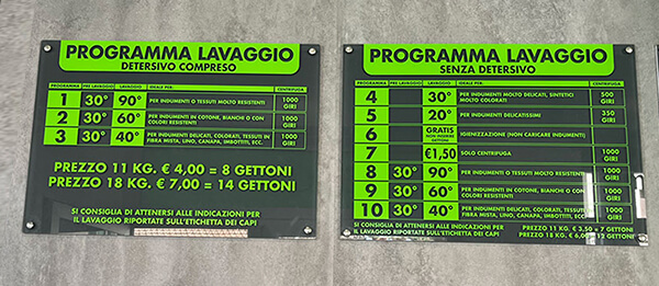 programmi lavaggio cartelli ikso service lavanderia